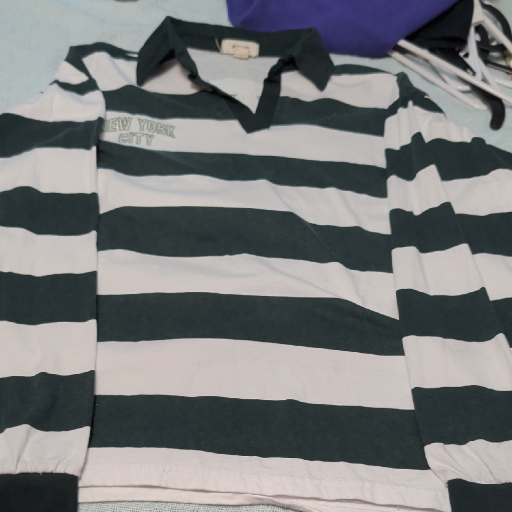 Men's Striped Long-Sleeve Rugby Shirt - Black & White